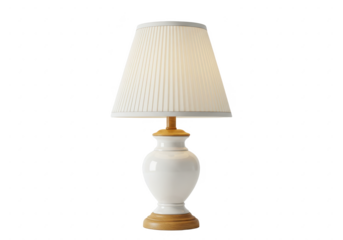 Elegant White Table Lamp with Pleated Shade isolated on transparent png