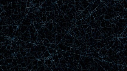 Abstract network of thin blue lines on black background image