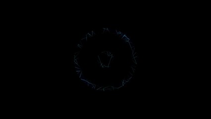 Abstract swirling geometric network pattern with blue and green light on black image