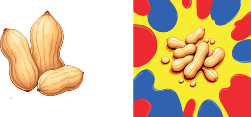 Vsai peanuts with colorful pop art splash background
