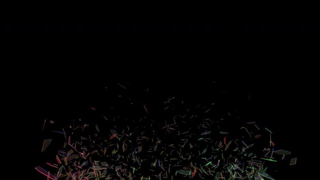 Broken glass shards in different patterns on an alpha background.