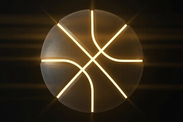Basketball-Inspired Light Fixture – Glowing Circular Design with Seam Pattern