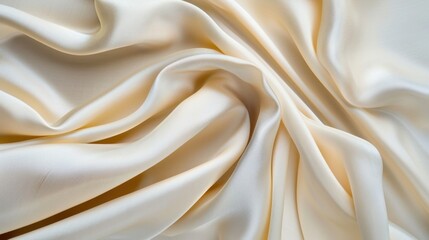 Obraz premium Soft Satin Fabric Texture with Elegant Wrinkles and Curved Folds in Light Cream Tone for Design and Background Applications