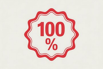 Red 100% Badge – Symbol of Perfection, Achievement, and Full Satisfaction