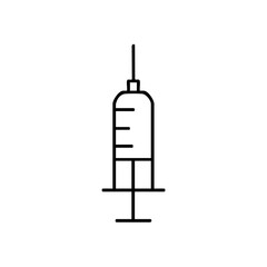 A clean outline of a syringe symbolizing vaccination or medical injection.