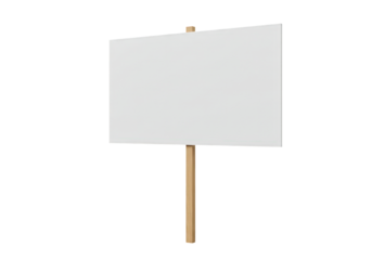Blank Sign on Wooden Stick for Outdoor Messaging and Announcements with Transparent Background