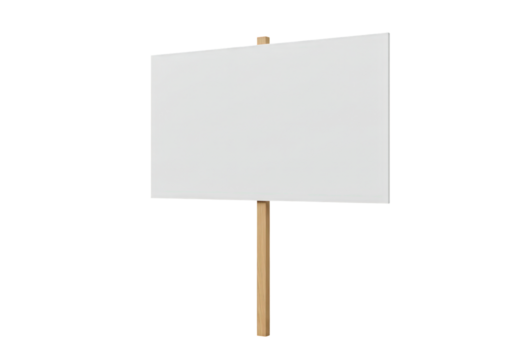 Blank Sign on Wooden Stick for Outdoor Messaging and Announcements with Transparent Background