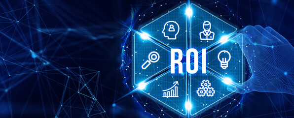 ROI Return on investment financial growth concept. Business, Technology, Internet and network concept. 3d illustration