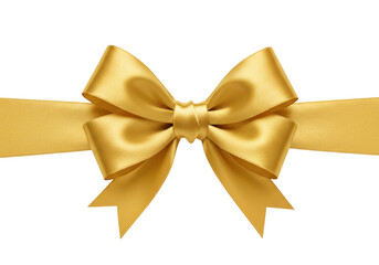 Elegant Gold Satin Ribbon Bow with Shiny Glitter Accents on Transparent Background
