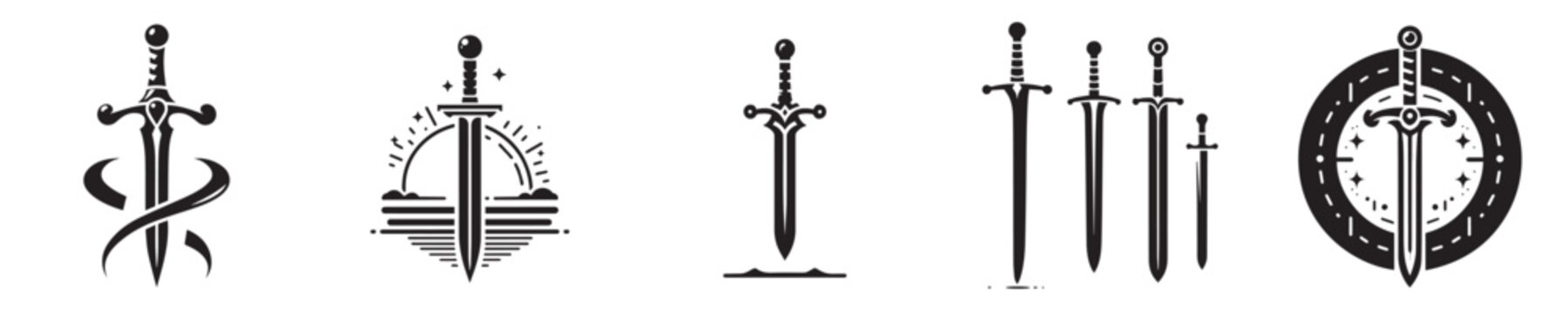 Sword silhouette collection,sword vector icon,sword white background.