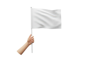 Hand Holding A White Flag Displaying Peace And Surrender On A Transparent Background
