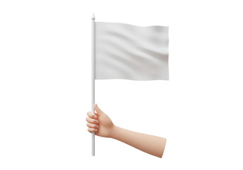 Hand Holding a White Flag Symbolizing Peace and Truce Against a Transparent Background