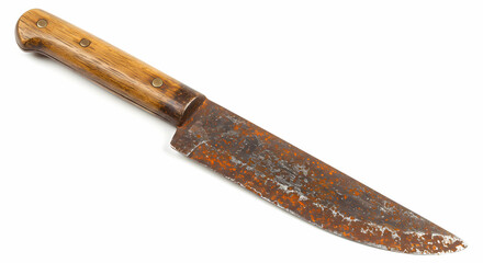 Old Metal Knife with Rust Spots Isolated
