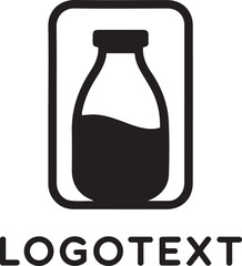 Milk bottle isolated on white background for dairy product logo design concept