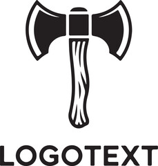Double bladed axe isolated on white background for lumberjack logo design idea