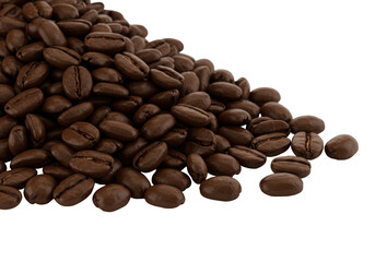 Heap of Roasted Coffee Beans with Rich Texture and Aroma on a Transparent Background