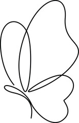 Minimal One-Line Butterfly with Heart Wing Design. 