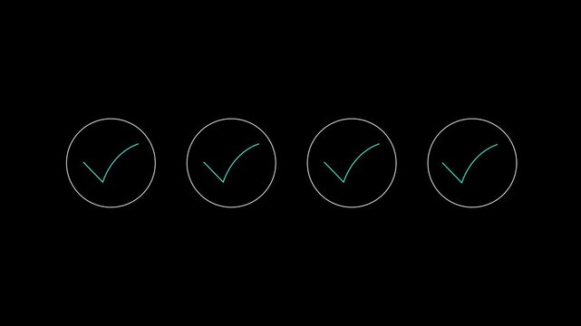 Checkmark symbol yes approve choice, Check and success animation, alpha channel background, 4K Check mark brush paint style symbol animation on black background. 4K video!