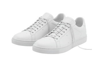 Trendy White Sneakers with Minimalist Design and Clean Lines on Transparent Background