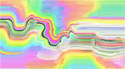 Shiny plastic surface represents digital aesthetic in hyper-saturated color gradients