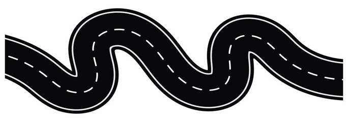 Fototapeta premium Winding curves road, winding road from top view. wavy road with winding curves and horizontal path. vector illustration