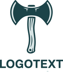Double bladed axe logo isolated on white background for lumberjack or outdoor brand