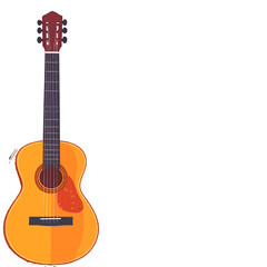 Fototapeta premium Acoustic Guitar Illustration with Detailed Strings Tuners and Sound Hole On White Background For Music Themed Graphic Design Projects