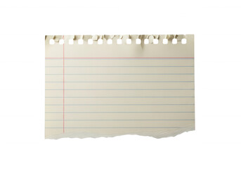 Torn lined paper with holes isolated on a transparent background