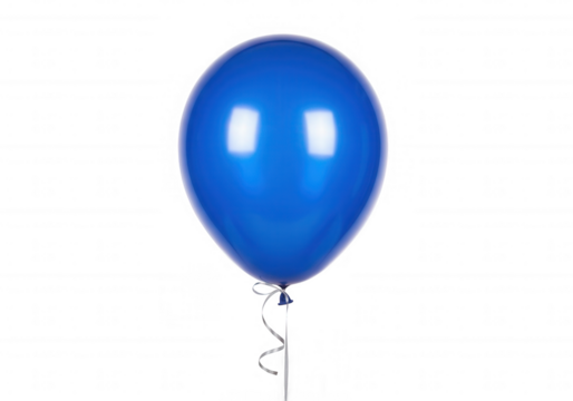 Shiny blue balloon floating isolated on a transparent background