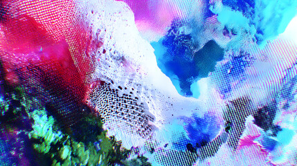 Melted plastic emphasizes glossy reflection in hyper-saturated color gradients