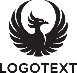 Phoenix bird logo with wings spread isolated on white background for company