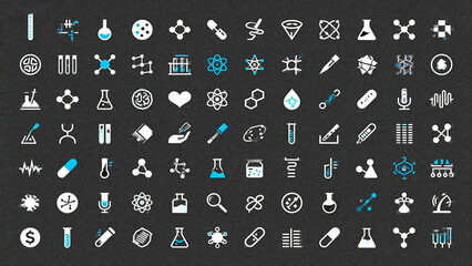 Grid of scientific and medical icons
