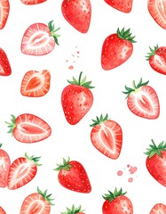 Strawberry Delight - A Fresh and Vibrant Watercolor Pattern.