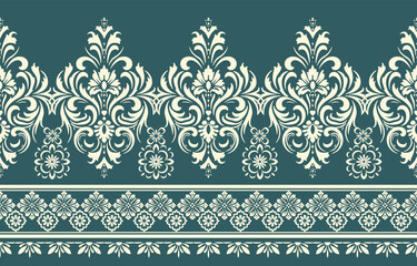 floral pattern vintage ethnic modern embroidery texture boho design vector illustration hand drawn flower motif branches leaves wallpaper seamless background border.

