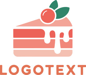 Slice of cake with cherry isolated on white background is sweet and delicious