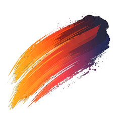Abstract Brushstroke with Vibrant Color Gradient in Yellow Orange Red Purple on White Background