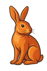 Orange Rabbit Sitting Upright with Large Ears &ndash; Cartoon Illustration