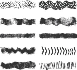 Hand drawn textured brush strokes and borders for creative design elements