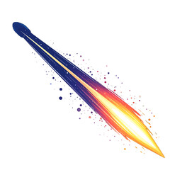 Stylized Graphic of a Streaking Comet with Fiery Trail on White Background