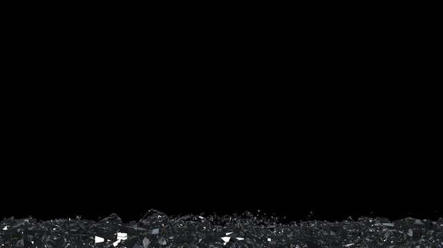 Broken glass shards in different patterns on an alpha background.