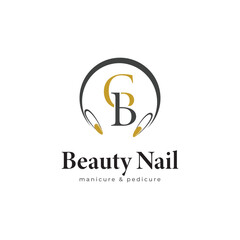 Nail polish logo design for manicure studio or nail salon with creative elements Vector template