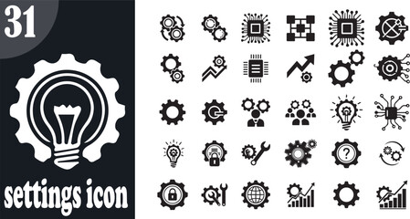 Diverse collection of gear and technology icons for modern settings and innovation vector