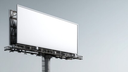 Obraz premium Blank billboard on a pole against the sky offering opportunity for creative advertising and promotional content