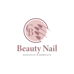 Nail polish logo design for manicure studio or nail salon with creative elements Vector template