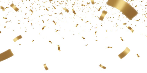 Golden confetti falling festive celebration isolated on transparent background