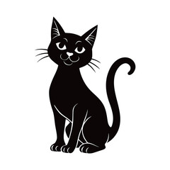 Spooky  black cat vector silhouettes in Halloween Style