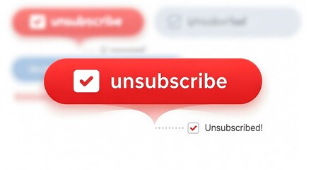 Red unsubscribe button, blurred interface