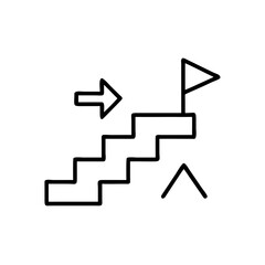 Stairs with upward arrow and flag symbolizing academic success  