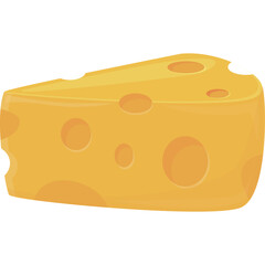 A wedge of Swiss cheese with holes and bite marks on a white background isolated cheese food product
