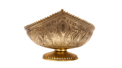 Antique gold bowl decorative ornate metal bowl vintage golden bowl pedestal bowl